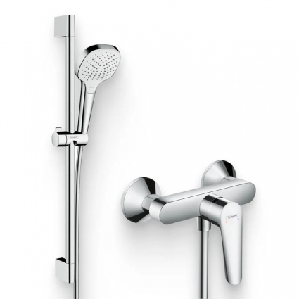 Душевой комплект Смеситель для душа Hansgrohe Logis E + Гарнитур Croma Select E Vario 26582400 хром, штанга 11.5 см