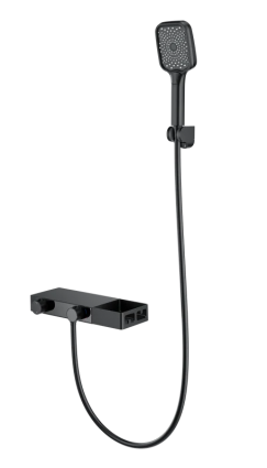 Термостатический смеситель Wonzon & Woghand WW-B2551-MB для ванны с душем, матовый черный, термостат