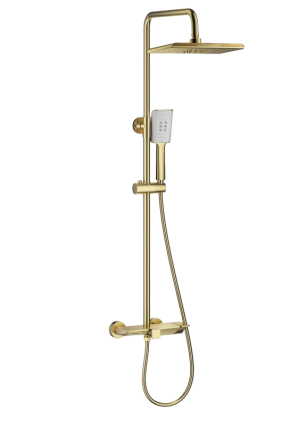 Душевая стойка Wonzon & Woghand WW-AE33110-BG брашированное золото штанга 116.2 см, шланг пластиковый 150 см