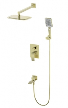 Душевой комплект Wonzon & Woghand Fit WW-88939009A-BG С ВНУТРЕННЕЙ ЧАСТЬЮ, брашированное золото, шланг пластиковый 150 см