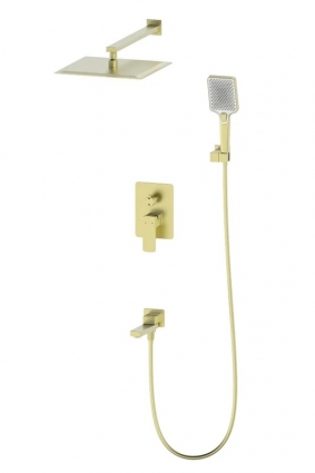 Душевой комплект Wonzon & Woghand Edge WW-88939003-BG С ВНУТРЕННЕЙ ЧАСТЬЮ, брашированное золото, шланг пластиковый 150 см