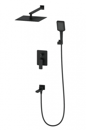 Душевой комплект Wonzon & Woghand Edge WW-88939003-MB С ВНУТРЕННЕЙ ЧАСТЬЮ, матовый черный, шланг пластиковый 150 см
