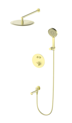 Душевой комплект Wonzon & Woghand Stick WW-88929010-BG С ВНУТРЕННЕЙ ЧАСТЬЮ, брашированное золото, шланг пластиковый 150 см