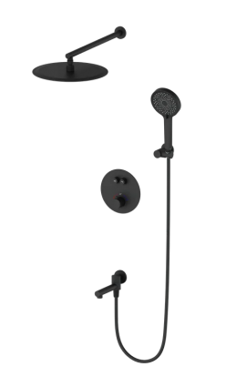 Душевой комплект Wonzon & Woghand Stick WW-88929010-MB С ВНУТРЕННЕЙ ЧАСТЬЮ, матовый черный, шланг пластиковый 150 см