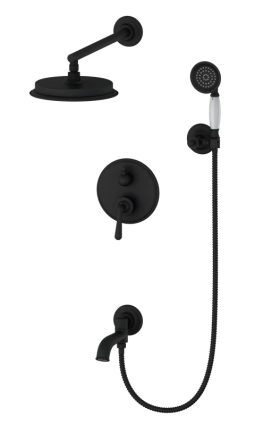 Душевой комплект Wonzon & Woghand Steam WW-88939008-MB С ВНУТРЕННЕЙ ЧАСТЬЮ, матовый черный, шланг пластиковый 150 см