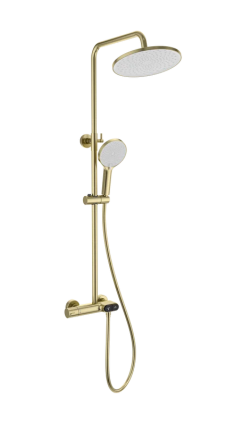 Душевая стойка Wonzon & Woghand Muse WW-B2091-A-BG брашированное золото штанга 114.9 см, шланг пластиковый 150 см