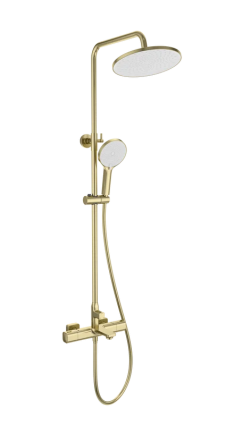 Душевая стойка Wonzon & Woghand Solid WW-C3011-A-BG брашированное золото штанга 129.8 см, шланг пластиковый 150 см