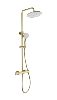 Душевая стойка Wonzon & Woghand Stay WW-B3051-A-BG брашированное золото штанга 116.6 см, шланг пластиковый 150 см