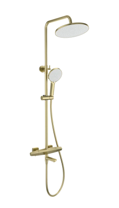 Душевая стойка Wonzon & Woghand Neo WW-B3046-A1-BG брашированное золото штанга 119.8 см, шланг пластиковый 150 см