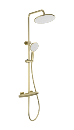Душевая стойка Wonzon & Woghand Neo WW-B3045-A-BG брашированное золото штанга 116.9 см, шланг пластиковый 150 см