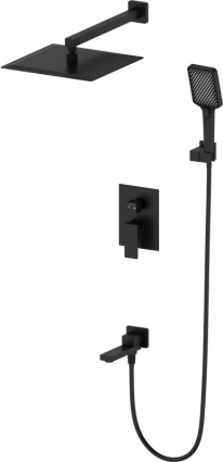 Душевой комплект Wonzon & Woghand Cube WW-88939016-MB С ВНУТРЕННЕЙ ЧАСТЬЮ, матовый черный, шланг пластиковый 150 см