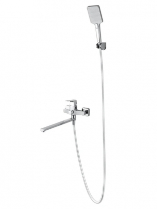 Смеситель с длинным изливом для ванны Wonzon & Woghand Flex WW-639906-CR хром, однорычажный,  в современном стиле
