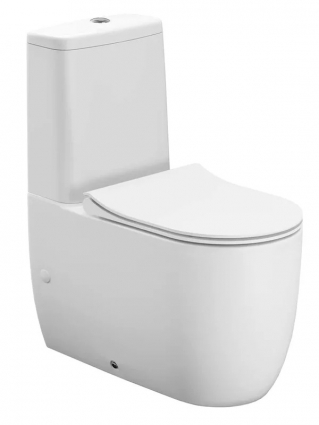 Унитаз-компакт напольный Cersanit Moduo Vortex 011 3/5 DPL EO slim LP A69192 безободковый, с микролифтом, белый глянцевый, 35.5x64.5 см