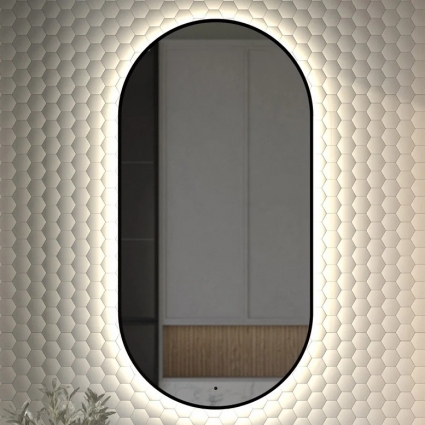 Зеркало Defesto Aura DF 2926R 60x120 с нейтральной подсветкой, инфракрасный выключатель, черное
