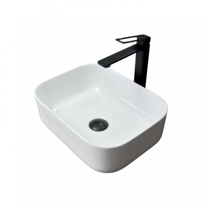Накладная раковина GID Geometrico N1335 40 глянцевая белая, прямоугольная, фаянс