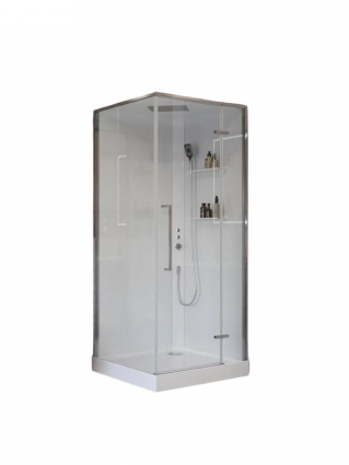 Душевая кабина BelBagno Uno UNO-CAB-A-1-90-C-Cr-Bi-TOP-R 90х90, с низким поддоном, профиль хром, стекло прозрачное, квадратная, правая