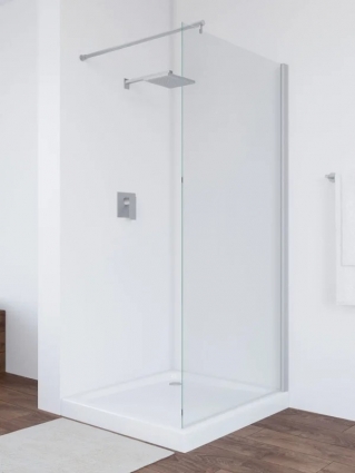 Душевая перегородка Vegas Glass Eaf Novo h2000 116 07 01 профиль матовый хром, стекло прозрачное в современном стиле