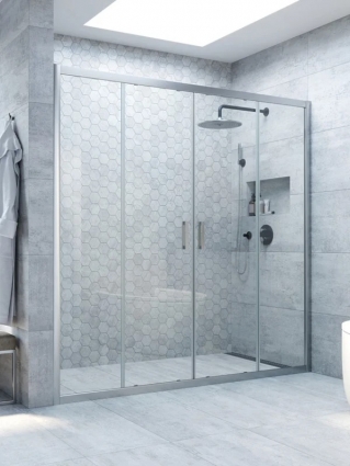 Душевая дверь в нишу Vegas Glass Z2P Novo h2000 150 07 01 150 см, профиль матовый хром, стекло прозрачное, раздвижная