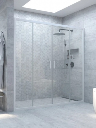 Душевая дверь в нишу Vegas Glass Z2P Novo h2000 220 01 01 220 см, профиль глянцевый белый, стекло прозрачное, раздвижная