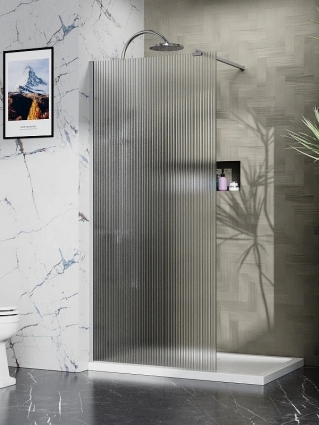 Душевая перегородка Azario Walk-in AZ-251-110-MGR-CRF 110х195 см, рифленое стекло, профиль матовый графит в современном стиле