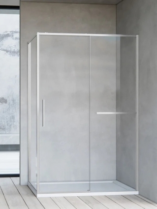 Душевой уголок Vincea Slim Soft VSR-1SS9012CLBN 120x90, профиль брашированный никель, стекло прозрачное, прямоугольный, двери раздвижные