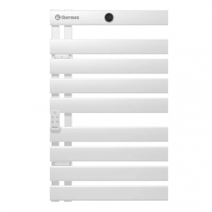 Полотенцесушитель электрический Thermex Njord White 90x55 см, подключение слева, матовый белый, лесенка, алюминиевый в современном стиле
