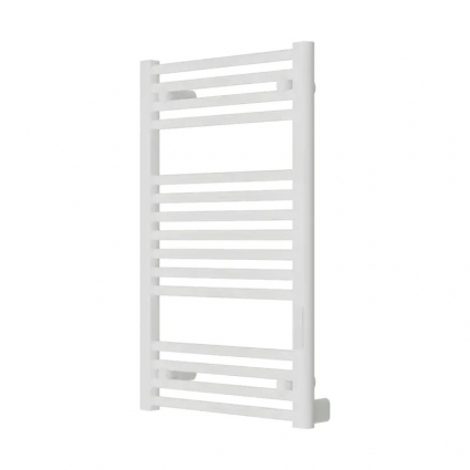 Полотенцесушитель электрический Rifar D-Line DL-080-45-W 80x45 см, подключение справа, слева, глянцевый белый, лесенка, из стали в современном стиле