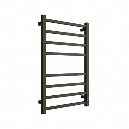 Полотенцесушитель электрический Stout Forte quadro SHQ-F2QQ-008050 80x50 см, подключение справа, матовый черный, лесенка в современном стиле