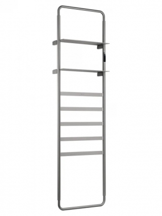 Полотенцесушитель электрический Wonzon & Woghand Düsseldorf WW-A205-BR 160x45 см, подключение справа, слева, брашированный никель, лесенка, с полкой, сталь
