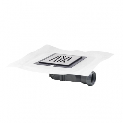 Душевой трап Wirquin Slim+ Mikado 30723966 11x11, в пол, с сухим затвором, серый, с сифоном, выпуск боковой