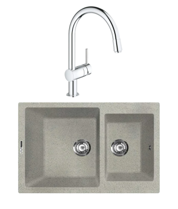 Комплект Мойка Lava D3.SCA, scandic + Смеситель Grohe Minta 3291800E, хром, матовая, прямоугольная