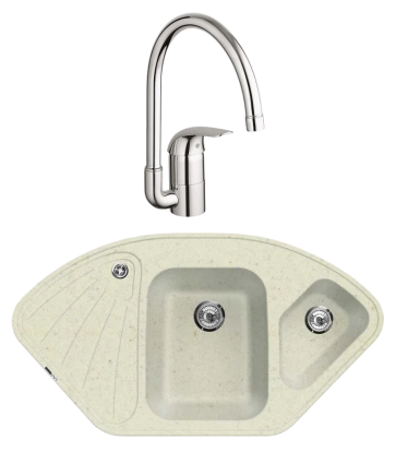 Комплект Мойка Lava A3.VNL, vanilla + Смеситель Grohe Euroeco, матовая, многоугольная