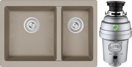 Комплект Мойка Emar Quartz EMQ-2665.PL + Измельчитель Zorg Inox D ZR-75 матовая, прямоугольная