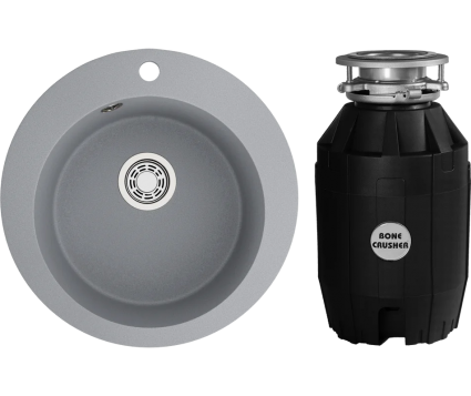 Комплект Мойка Emar Quartz EMQ-1475.C + Измельчитель Bone Crusher BC 810-AS матовая, круглая