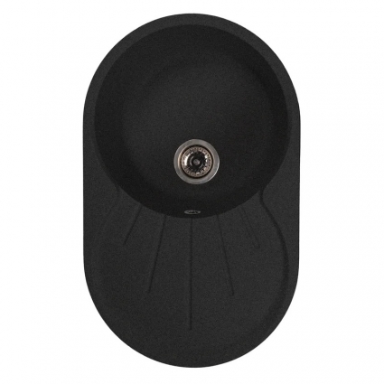 Mixline Мойка ML-GMS105 СТАНДАРТ овальная с крылом, черный (308), 740*460*190мм, матовая
