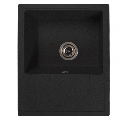 Mixline Мойка ML-GMS103 СТАНДАРТ с крылом, черный (308), 570*460*190мм, матовая, прямоугольная