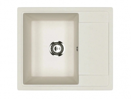 Mixline Мойкa ML-GMU05 УЛЬТРА с крылом, белый камень, 575*495 мм (глуб. чаши 190), матовая, прямоугольная