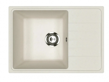 Mixline Мойкa ML-GMU06 УЛЬТРА с крылом, белый камень, 600*420 мм (глуб. чаши 170), матовая, прямоугольная