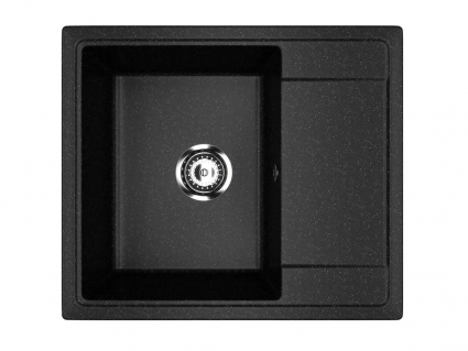 Mixline Мойкa ML-GMU05 УЛЬТРА с крылом, черный камень, 575*495 мм (глуб. чаши 190), матовая, прямоугольная