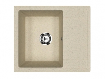 Mixline Мойкa ML-GMU05 УЛЬТРА с крылом, бежевый камень, 575*495 мм (глуб. чаши 190), матовая, прямоугольная