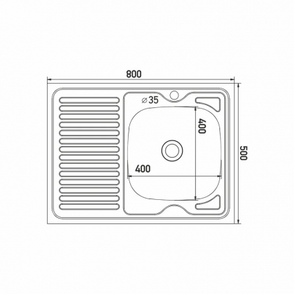 Мойка 80х50 (0,6) прав вып 3 1/2 MIXLINE 16см с сифоном ДЕКОР, матовая, прямоугольная