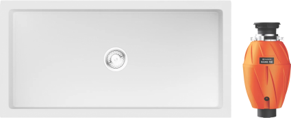 Комплект Мойка Omoikiri Mikura 91-WH, белая + Измельчитель Nagare 750, матовая, прямоугольная