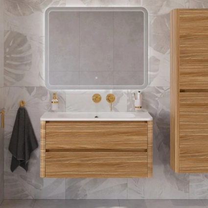 Мебель для ванной комнаты Cezares Relax 100 подвесная, 2 ящика, дуб карамельный, матовая, с доводчиками