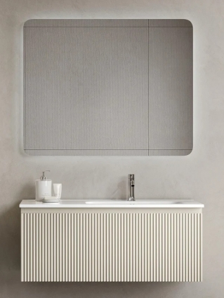 Мебель для ванной комнаты Sancos Snob R 1.0 100, R beige soft, подвесная, матовая