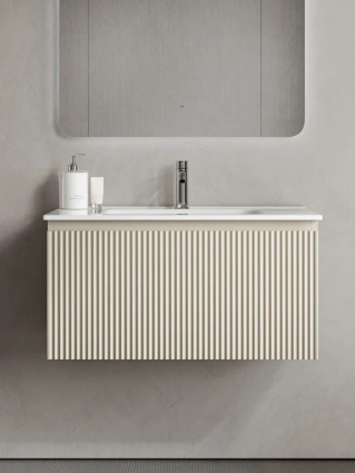 Тумба под раковину без столешницы Sancos Snob R 1.0 80 beige soft подвесная, матовая
