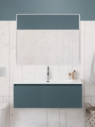 Мебель для ванной комнаты BelBagno Uno 100 подвесная, 1 ящик, матовая голубая