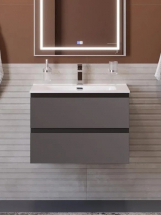Тумба под раковину без столешницы BelBagno Kraft 70 подвесная, матовая темно-серая, с ящиками