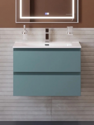 Тумба под раковину без столешницы BelBagno Kraft 70 подвесная, матовая голубая, с ящиками