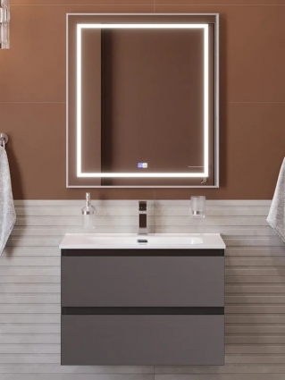 Мебель для ванной комнаты BelBagno Kraft 39 70 подвесная, матовая темно-серая, раковина bb700/390etl, с ящиками