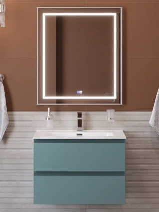 Мебель для ванной комнаты BelBagno Kraft 39 70 подвесная, матовая голубая, раковина bb700/390etl, с ящиками